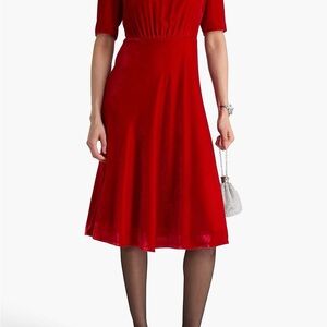 SALONI Vibrant Red Midi Dress
